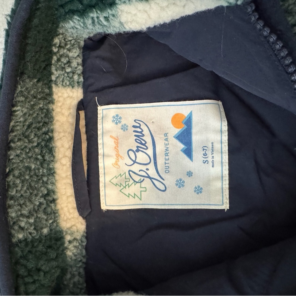 J. Crew Green and Cream Sweatshirt with Soft Fleece Comfort - Picture 3 of 3